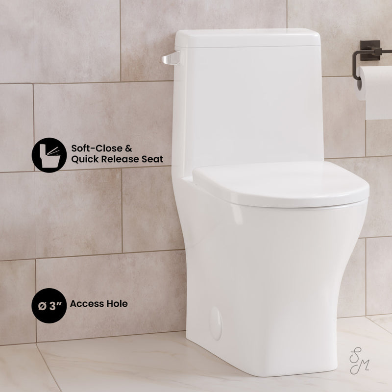 Sublime II One-Piece 12" Rough-in 1.28 GPF Left Flush Round Compact Toilet in Glossy White (6 - Pack)