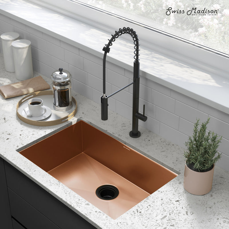 Tourner 27 x 19 Stainless Steel, Single Basin, Undermount Kitchen Sink in Rose Gold