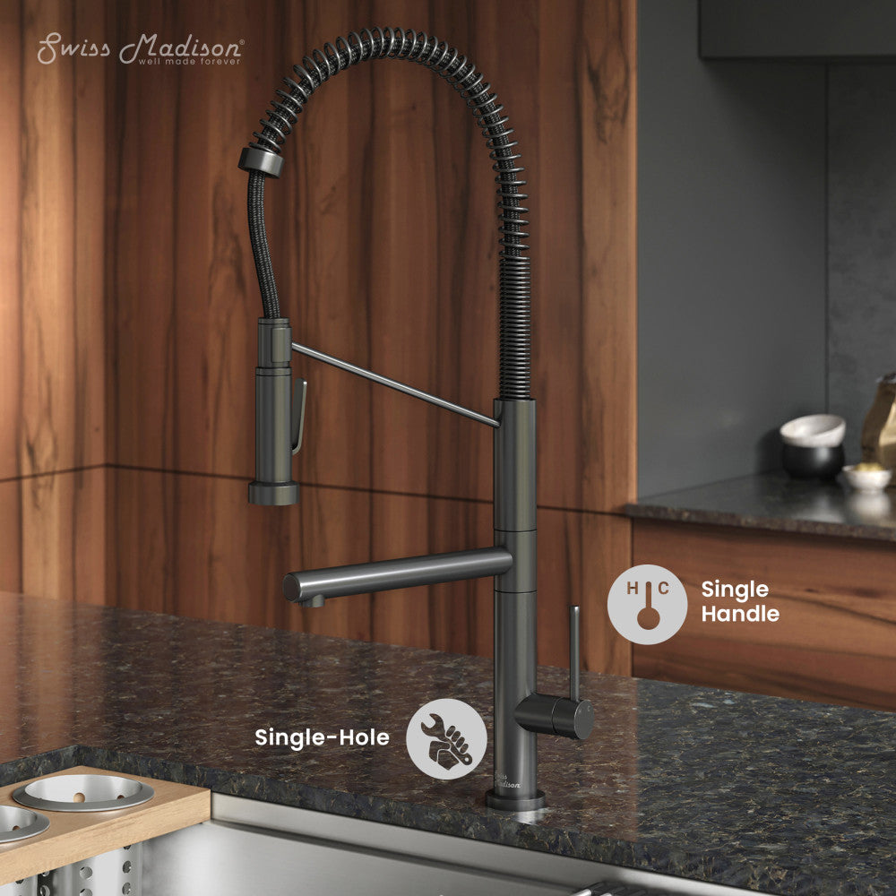 Nouvet Single Handle, Pull-Down Kitchen Faucet with Pot Filler in Gunmetal Gray