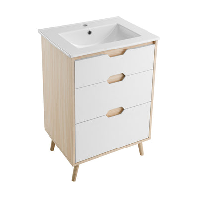 Brusque 24" Freestanding Bathroom Vanity in Natural Oak with Sink Top