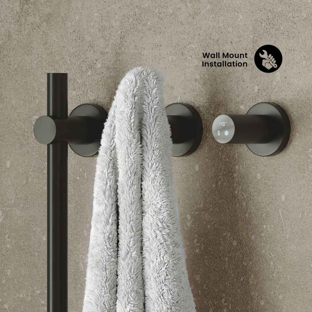 Monaco 2-Bar Electric Towel Warmer with Timer in Matte Black