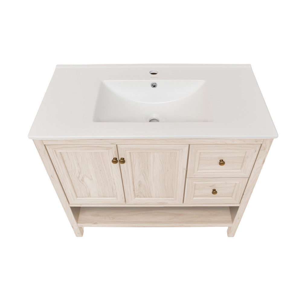 Chateau 36" Freestanding Bathroom Vanity in White Oak with Sink Top