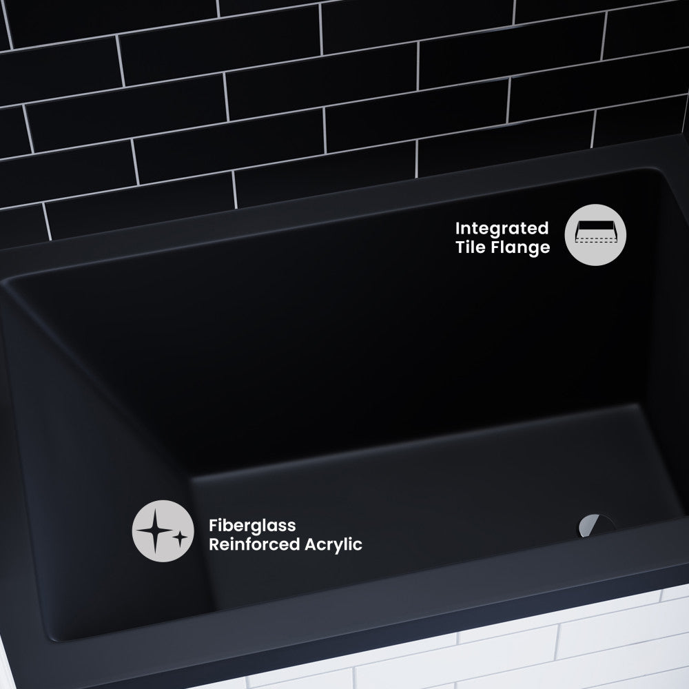 Voltaire 48" x 32" Right-Hand Drain Alcove Bathtub in Matte Black