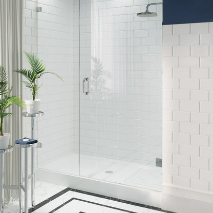 Voltaire 60" x 32" Acrylic White, Single-Threshold, Center Drain, Shower Base