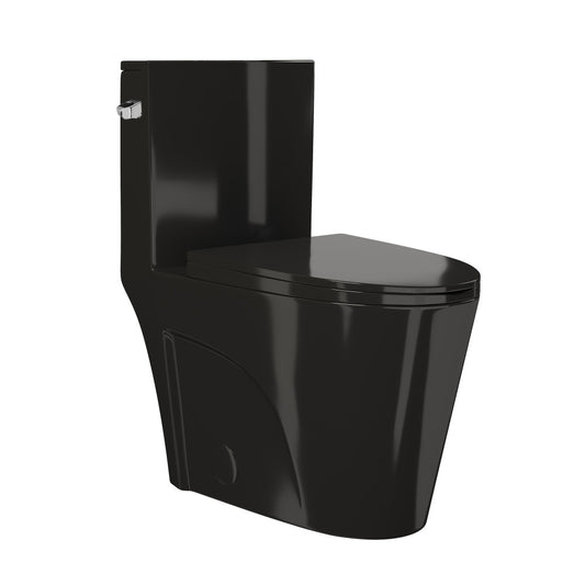 St. Tropez One-Piece 12" Rough-in 1.28 GPF Left-Hand Flush Elongated Toilet in Glossy Black