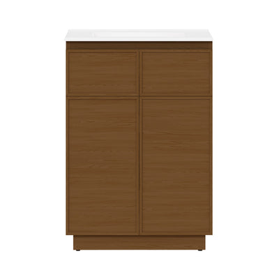 St. Tropez 24" Freestanding Bathroom Vanity in Brown Oak with Sink Top