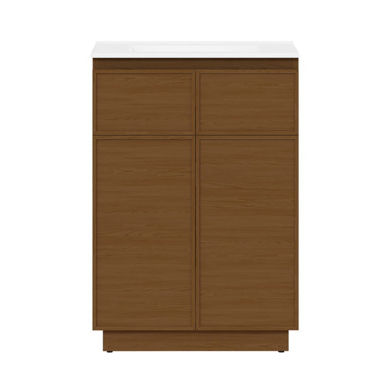 St. Tropez 24" Freestanding Bathroom Vanity in Brown Oak with Sink Top