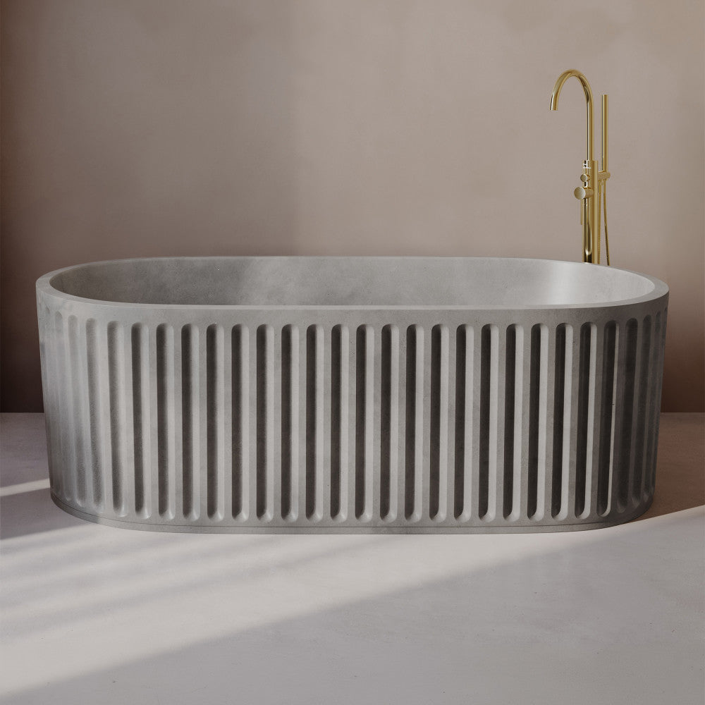 Delice 67" Freestanding Concrete Bathtub in Gray, Drain Included