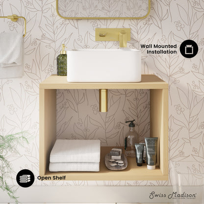 Concorde 24" Wall-Mounted Bathroom Vanity in Natural Oak with Sink Top