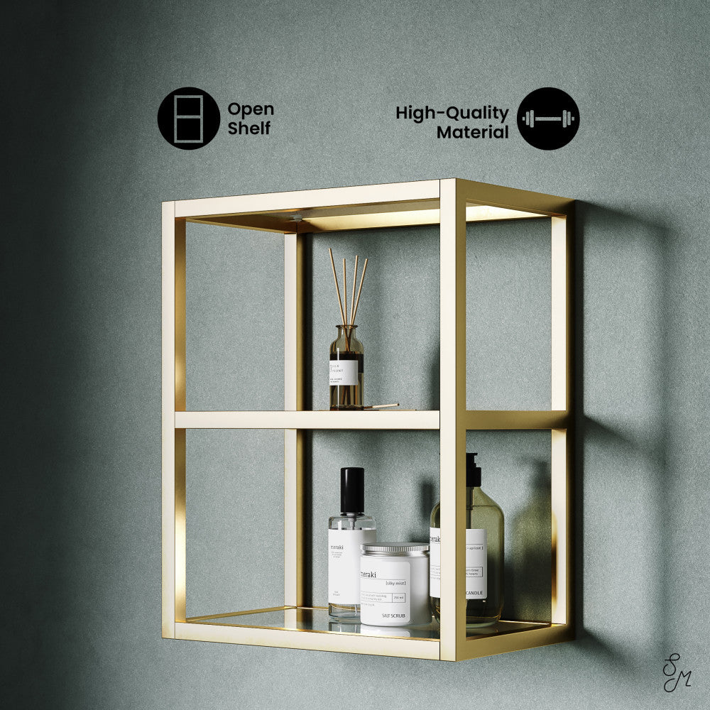 Pierre 16"x20"x10" Wall-Mounted Linen Cabinet in Brushed Gold