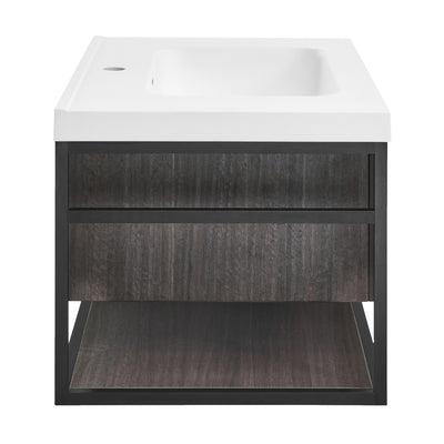 Claire 30" Wall-Mounted Bathroom Vanity in Black Oak with Sink Top
