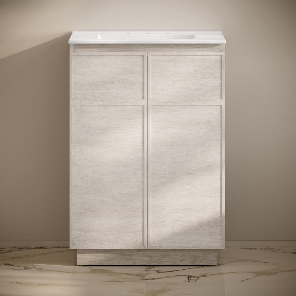 St. Tropez 24" Freestanding Bathroom Vanity in White Oak with 3-Hole Widespread Sink Top