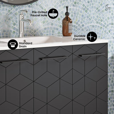 Annecy 36" Freestanding Bathroom Vanity in Phantom Black with Sink Top