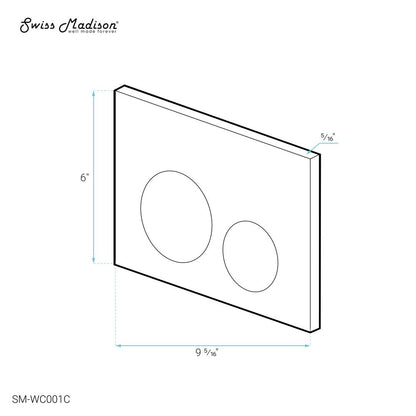Dual flush back-to-wall toilet flush panel in glossy white, rectangular with two circular buttons.