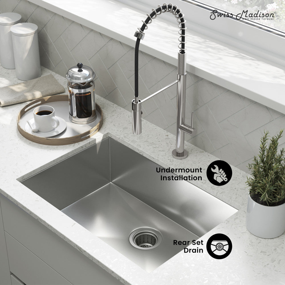 Tourner 26 x 18 Stainless Steel, Single Basin, Undermount Kitchen Sink