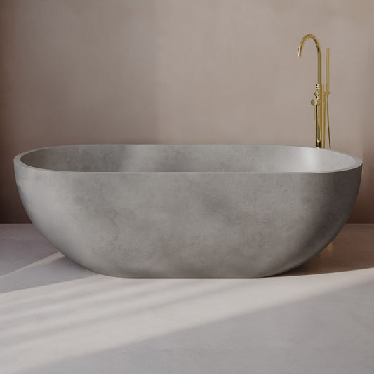Claire 60" Freestanding Concrete Bathtub in Gray, Drain Included