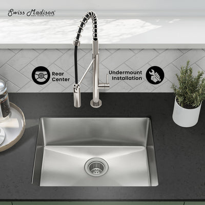 Rivage 23" 16 Gauge Stainless Steel Undermount Kitchen Sink in Polished Chrome