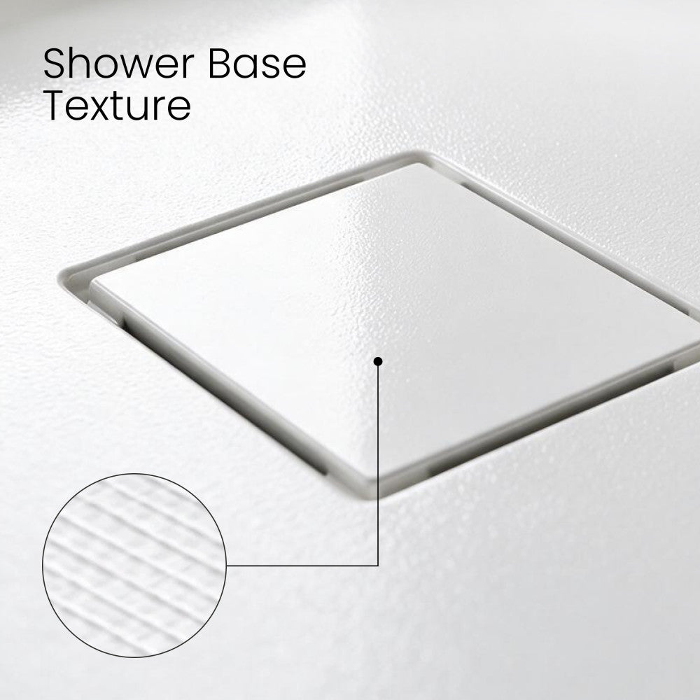Marquette 32" x 32" Round Corner Double-Threshold Shower Pan Base with Center Drain in Glossy White