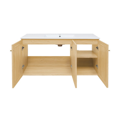 Classe 48" Wall-Mounted Bathroom Vanity in Natural Oak