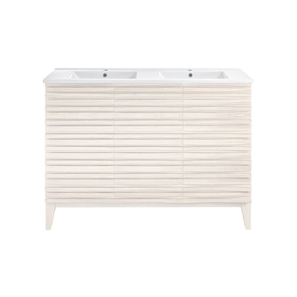 Cascade 48" Freestanding Bathroom Vanity in White Oak with Double Basin Sink Top