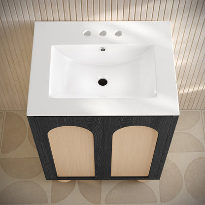 Plaisir II 24" Freestanding Bathroom Vanity in Black Oak with 3-Hole Centerset Sink Top