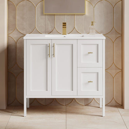 Forme 36" Modular Freestanding Bathroom Vanity with Sink Top in White