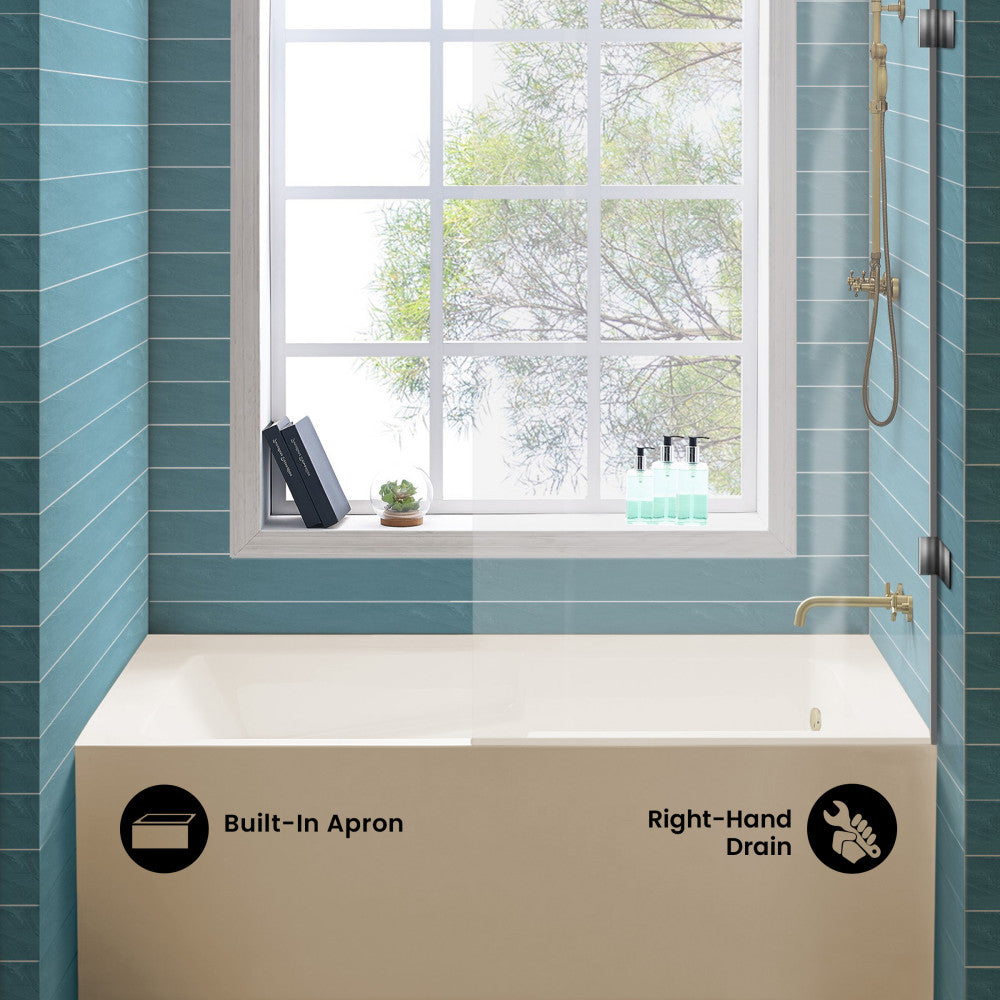 Voltaire 60" x 30" Right-Hand Drain Alcove Bathtub with Apron in Bisque