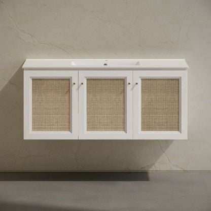 Classe 48" Wall-Mounted Bathroom Vanity in White Oak with Single Faucet Hole Vanity Top