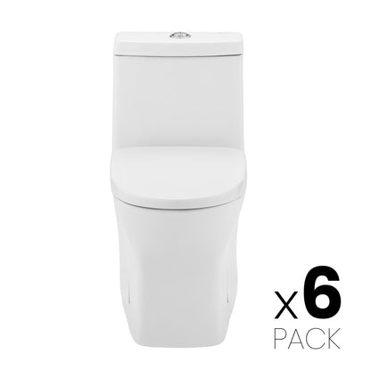 Sublime II One-Piece 12" Rough-in 1.1/1.6 GPF Dual Top Flush Round Compact Toilet in Glossy White (6 - Pack)