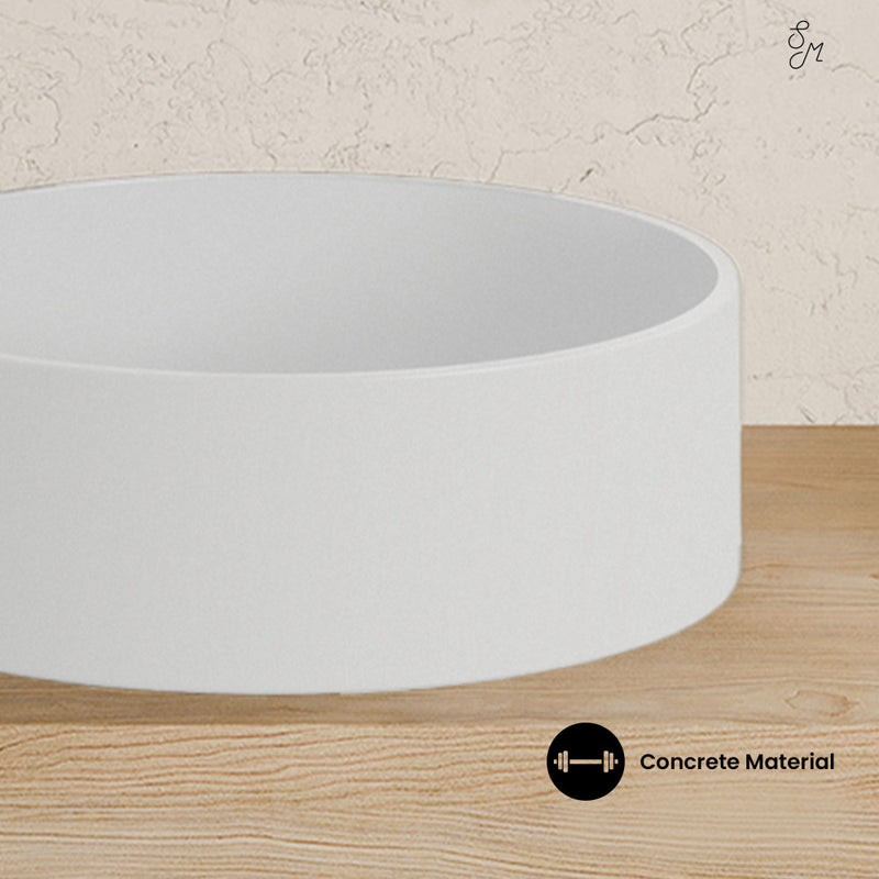 Lisse 14.5" Concrete Round Vessel Sink in Matte White