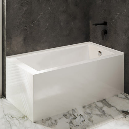 Voltaire 72 x 36 Right Drain Soaking Alcove Corner Apron Bathtub in Glossy White