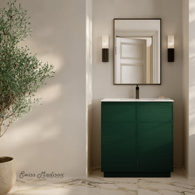 St. Tropez 36" Freestanding Bathroom Vanity in Green Oak with Sink Top