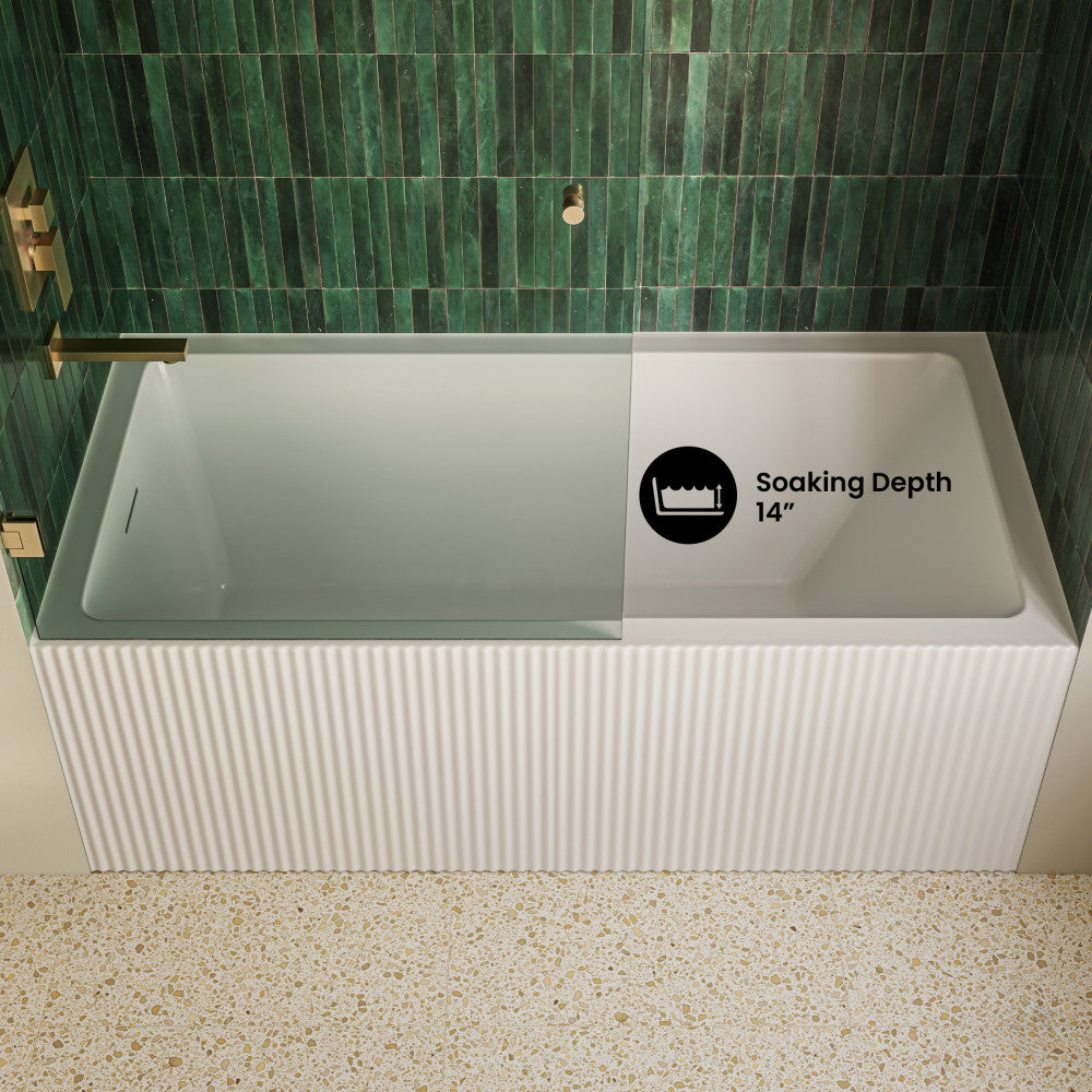 Lafayette 60 x 32 Skirted Left Drain Soaking Apron Bathtub in Glossy White with Integrated Overflow and Drain