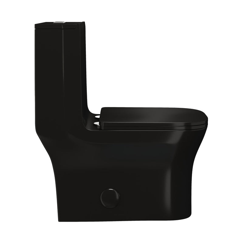 Concorde One Piece Square Toilet Dual Flush in Glossy Black 1.1/1.6 gpf