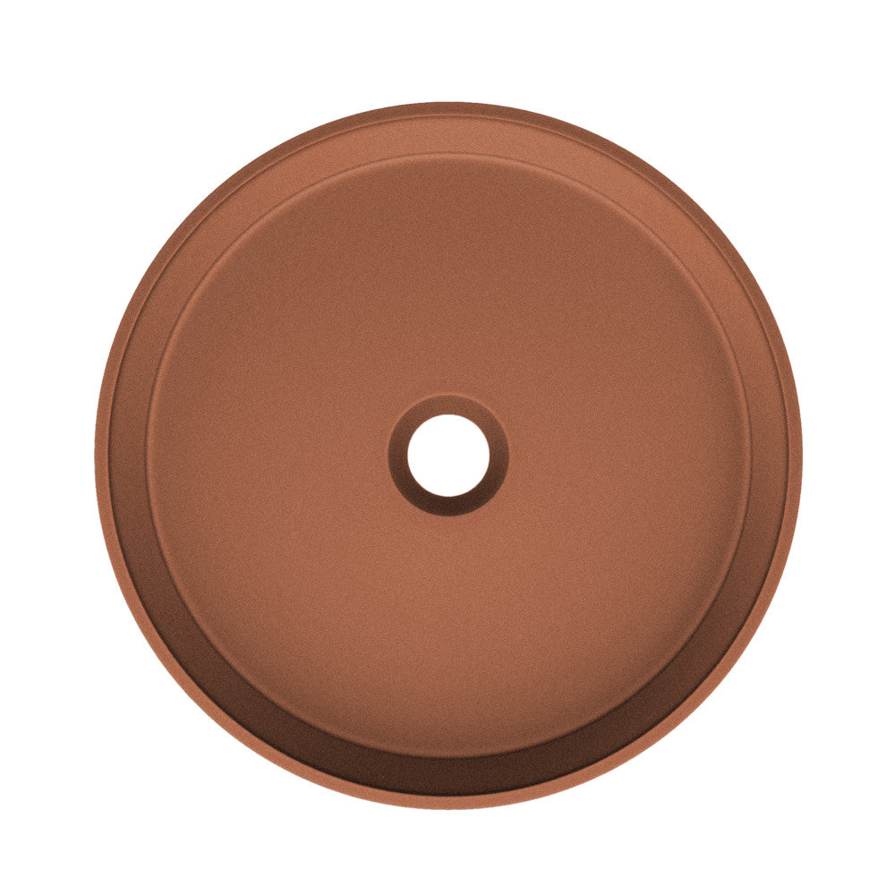 Lisse 14.5" Concrete Round Vessel Sink in Matte Terracotta