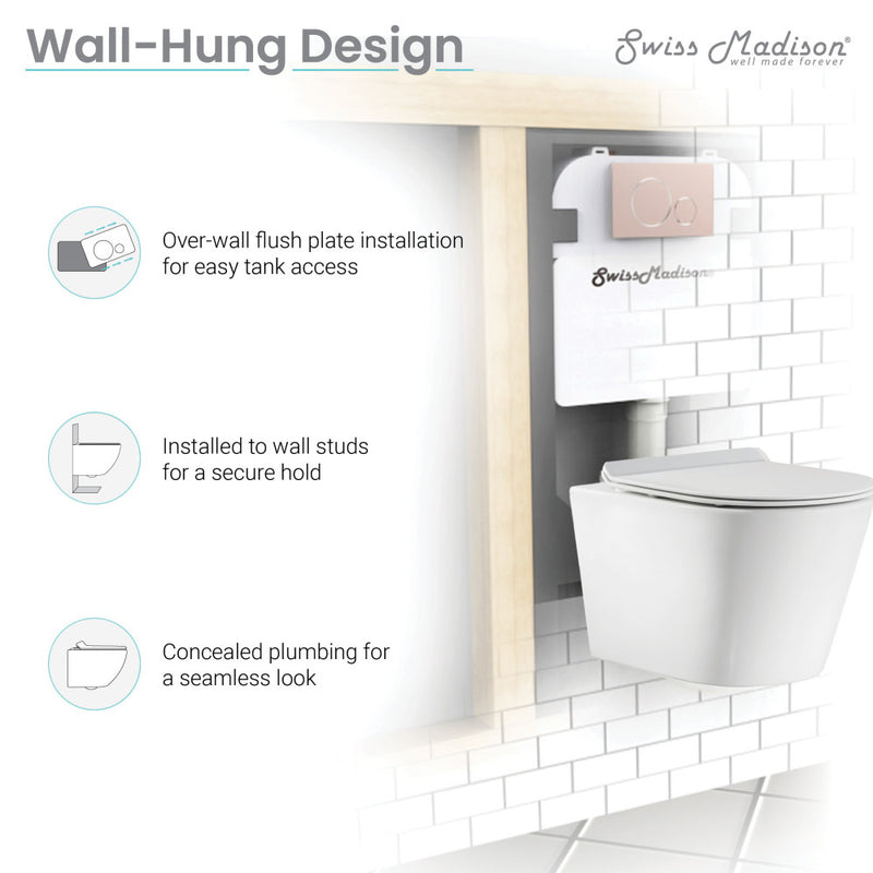 Calice Wall-Hung Toilet Bundle 0.8/1.6 GPF Dual Flush in Glossy White with Flush Plate