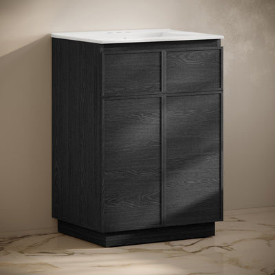 St. Tropez 24" Freestanding Bathroom Vanity in Black Oak with 3-Hole Centerset Sink Top