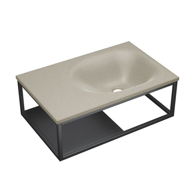 Lisse 24" Rectangle Concrete Wall-Mount Bathroom Sink in Taupe with Matte Black Frame