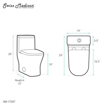 Sublime II One-Piece 12" Rough-in 1.1/1.6 GPF Dual Top Flush Round Compact Toilet in Glossy White