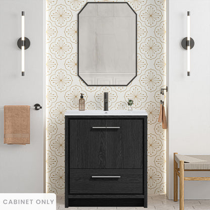 Virage 30" Freestanding Bathroom Vanity in Black Oak without Sink Top