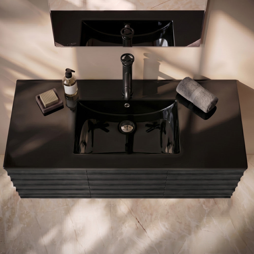 48" Vanity Sink Top in Glossy Black