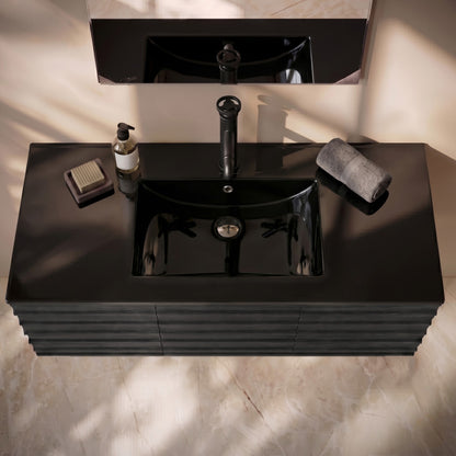 48" Vanity Sink Top in Glossy Black