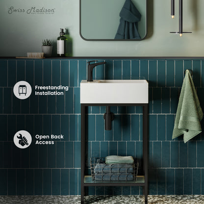Pierre 19.5 Single, Freestanding, Open Shelf, Matte Black Frame Bathroom Vanity