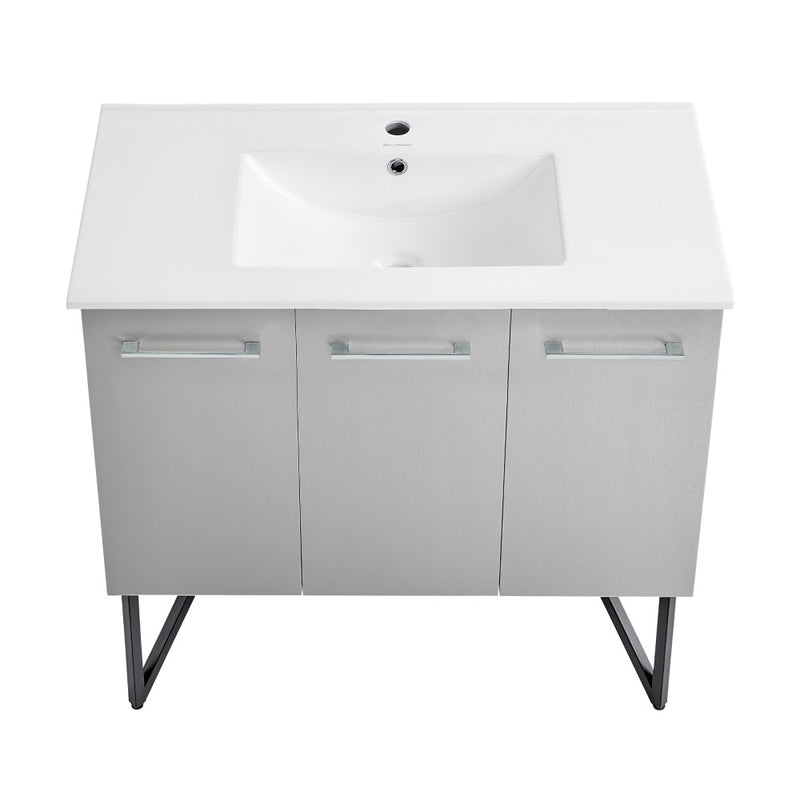Annecy 36" Freestanding Bathroom Vanity in Gray with Sink Top