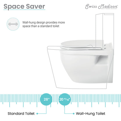 Elongated wall-hung toilet bowl in matte white with sleek, space-saving design.