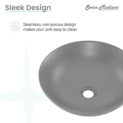 Classe 16 Color Ceramic Sink in Matte Gray