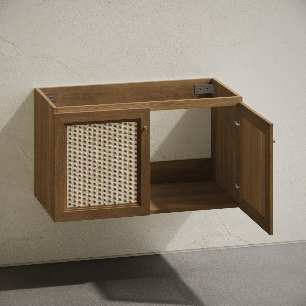 Classe 36" Wall-Mounted Bathroom Vanity in Brown Oak without Sink Top