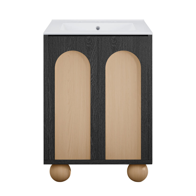 Plaisir II 24" Freestanding Bathroom Vanity in Black Oak with 3-Hole Widespread Sink Top