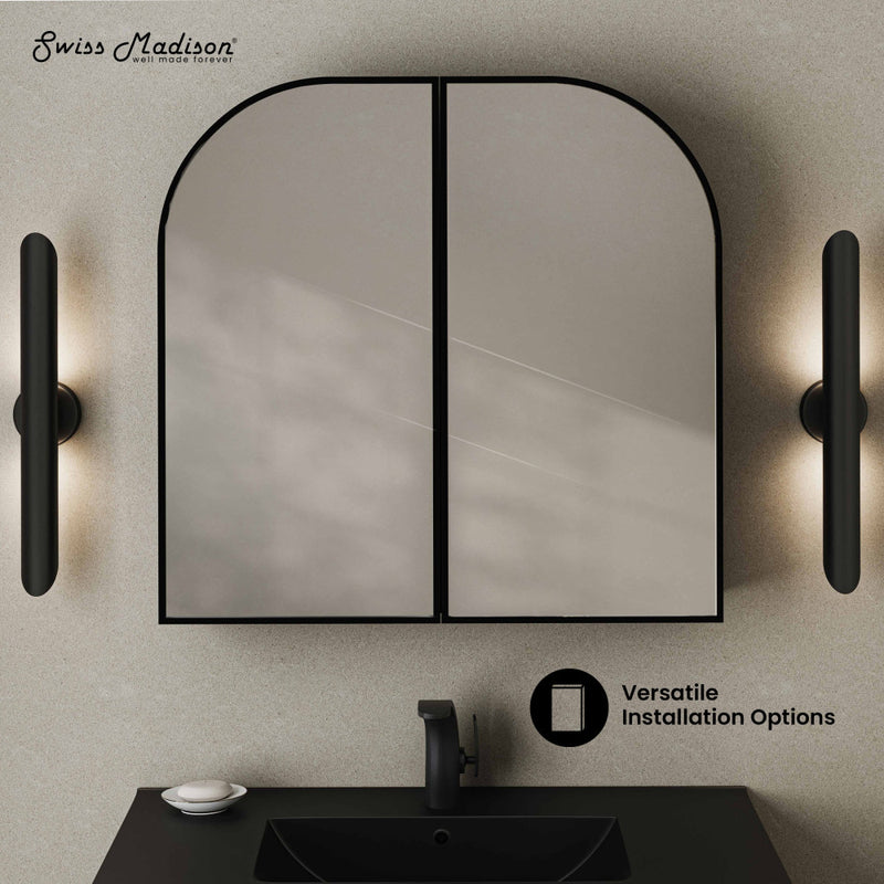 Porte 32 x 31 Arched Recessed/Wall Mount Medicine Cabinet with Mirror in Black