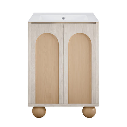 Plaisir II 24" Freestanding Bathroom Vanity in White Oak with Sink Top